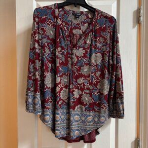 Lucky Brand Burgundy and blue blouse - L